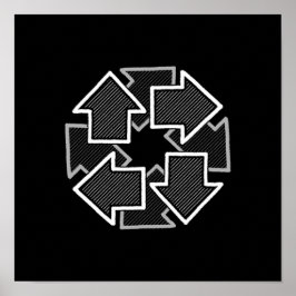 Póster Clockwise Arrows Minimal Geometric Black Variant 2