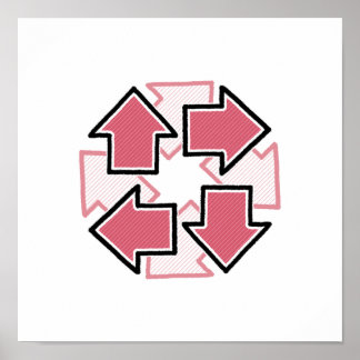 Póster Clockwise Arrows Minimal Geometric Red