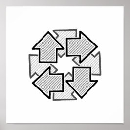 Póster Clockwise Arrows Minimal Geometric White Variant 1