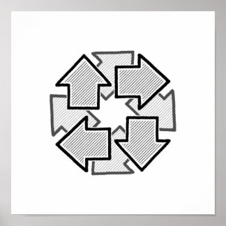 Póster Clockwise Arrows Minimal Geometric White Variant 1