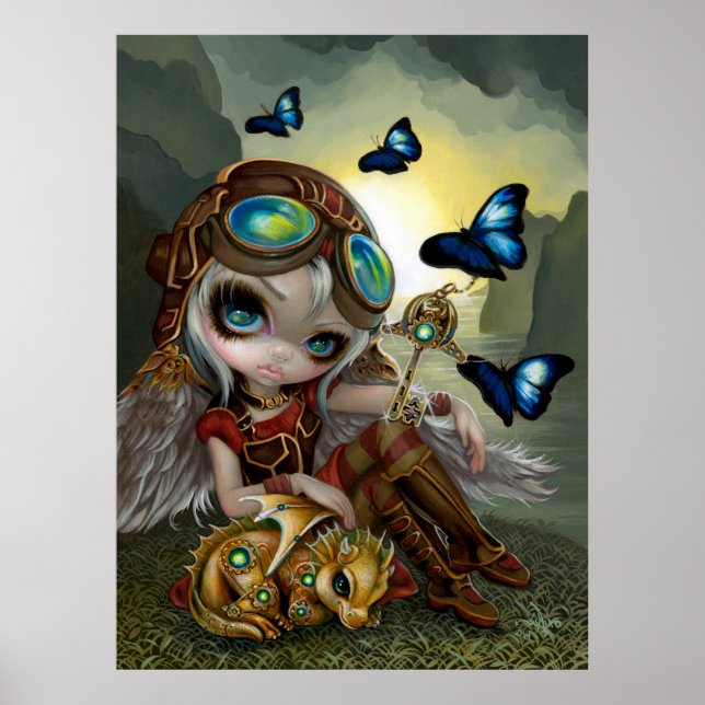 Póster Clockwork Dragonling steampunk dragon fairy art (Frente)
