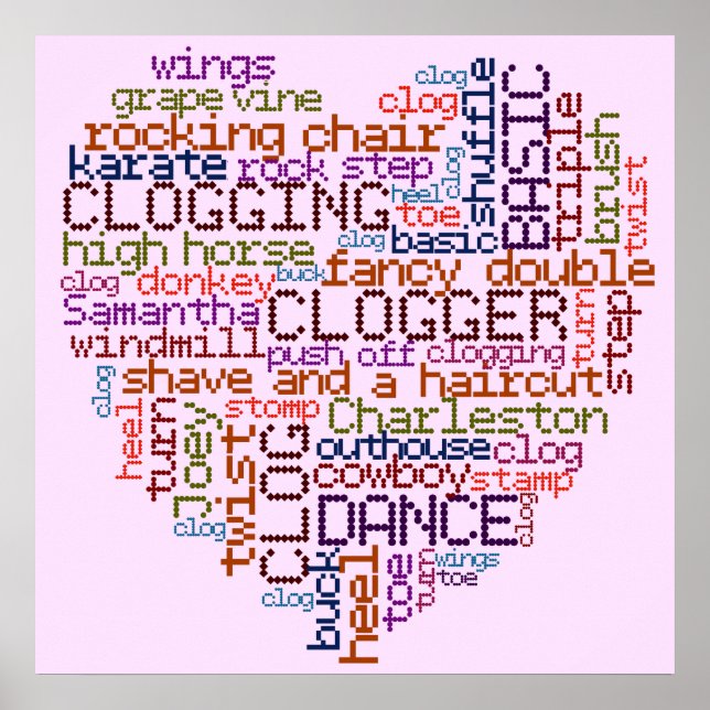 Póster Clogger Clogging Word Art (Frente)