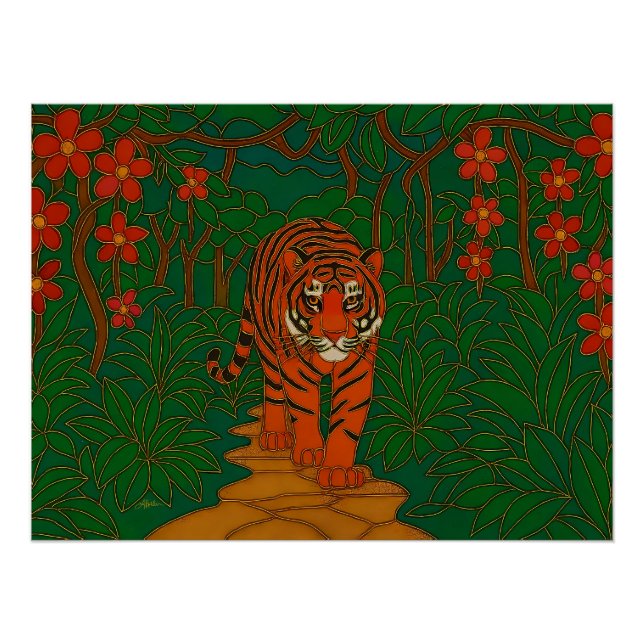 Póster Cloisonne Art Tiger on the Jungle Path (Anverso)