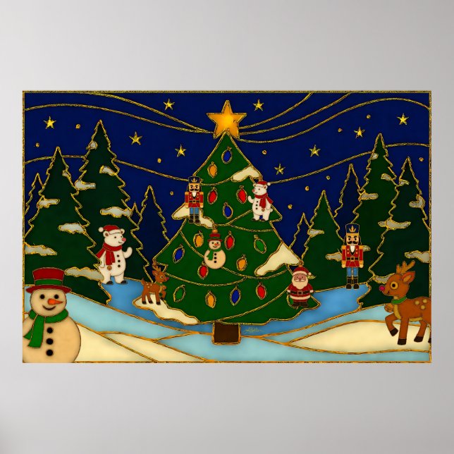 Póster Cloisonne Art Whimsical Forest Classic Christmas  (Frente)