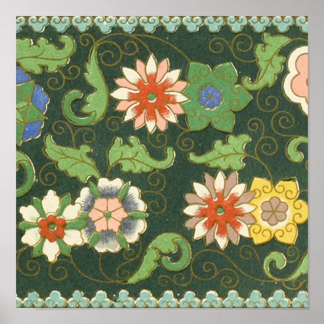 Póster Cloisonne China Patter Asia Oriental (Frente)