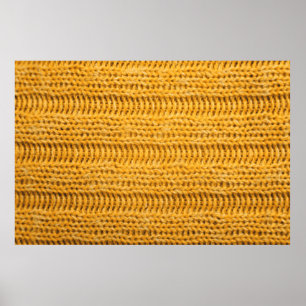 Póster Close up of yellow knitted textured background. Tr