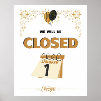 Póster Closed January 1st Store Hours