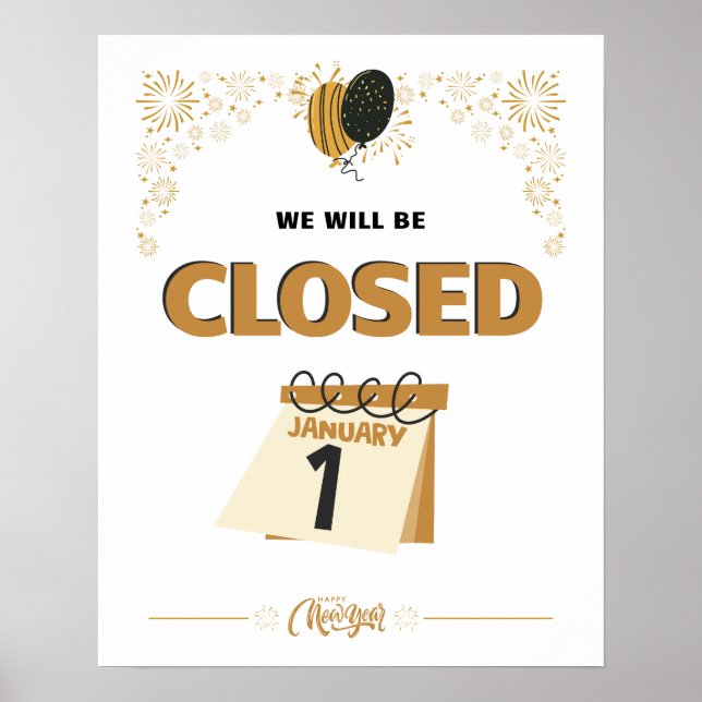 Póster Closed January 1st Store Hours (Frente)