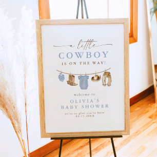 Póster Clothesline Blue Baby Little Cowboy Baby Shower