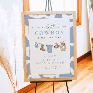 Póster Clothesline Blue Baby Little Cowboy Baby Shower