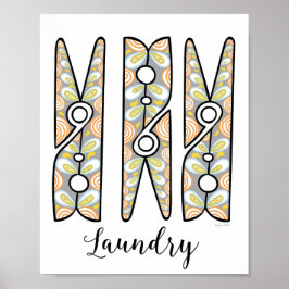 Póster Clothespin Laundry Room Wall Art