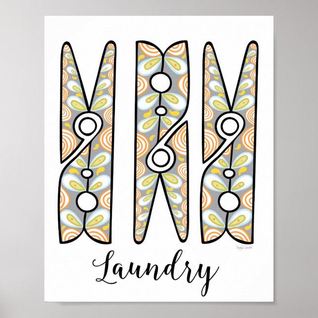 Póster Clothespin Laundry Room Wall Art (Frente)