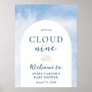 Póster Cloud 9 Blue Sky Watercolor Baby Shower