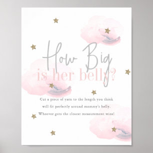 Póster Cloud 9 Gold Stars Rosa Baby Shower Cómo Gran Bell
