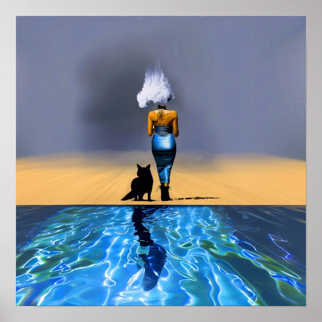 Póster Cloud Blue Dress Detox Witchy AI Art Matte Value (Frente)