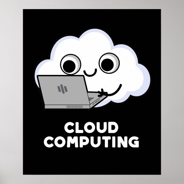 Póster Cloud Computing Computer Weather Pun Dark BG (Frente)