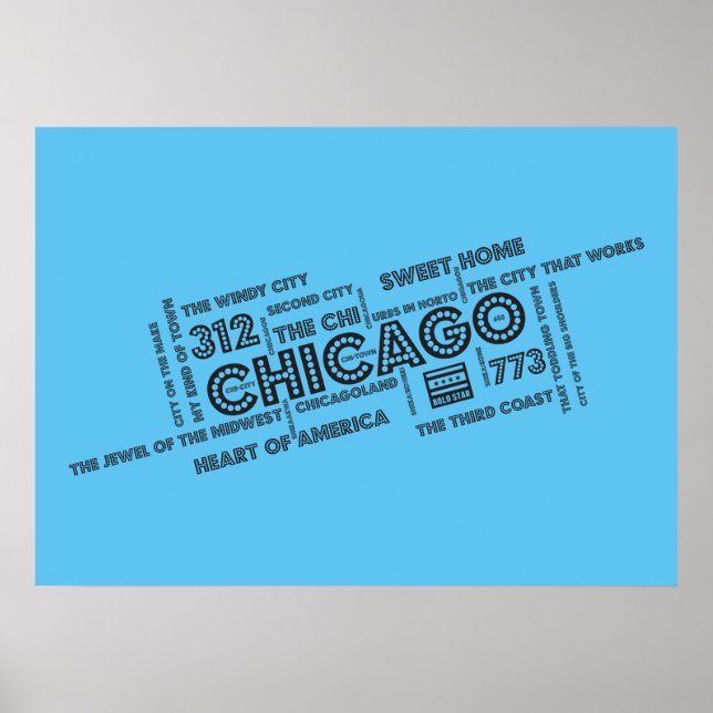 Póster Cloud de Word de Chicago (Frente)