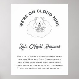 Póster Cloud Nine Baby Shower Late Night Diapers