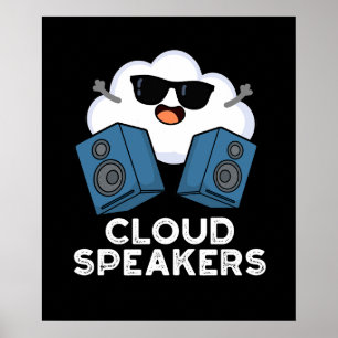 Póster Cloud Speakers Funny Weather Pun Dark BG