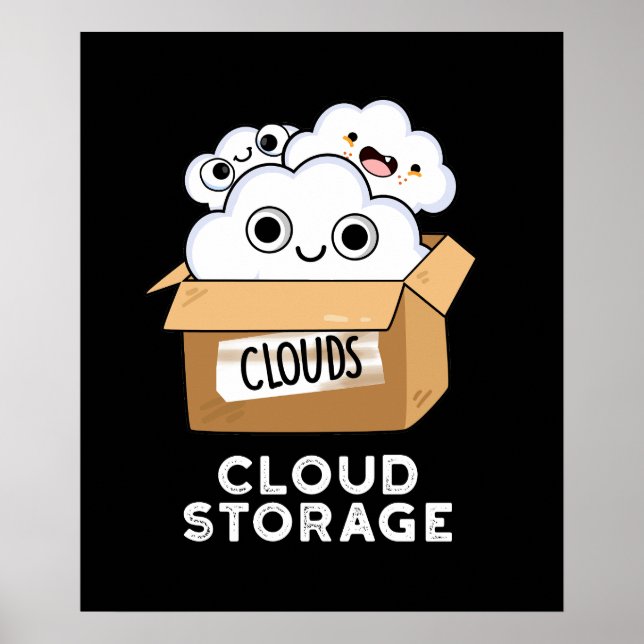 Póster Cloud Storage Funny Weather Technology Pun Dark BG (Frente)