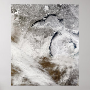 Póster Cloud streets over Lake Superior and Lake Michi