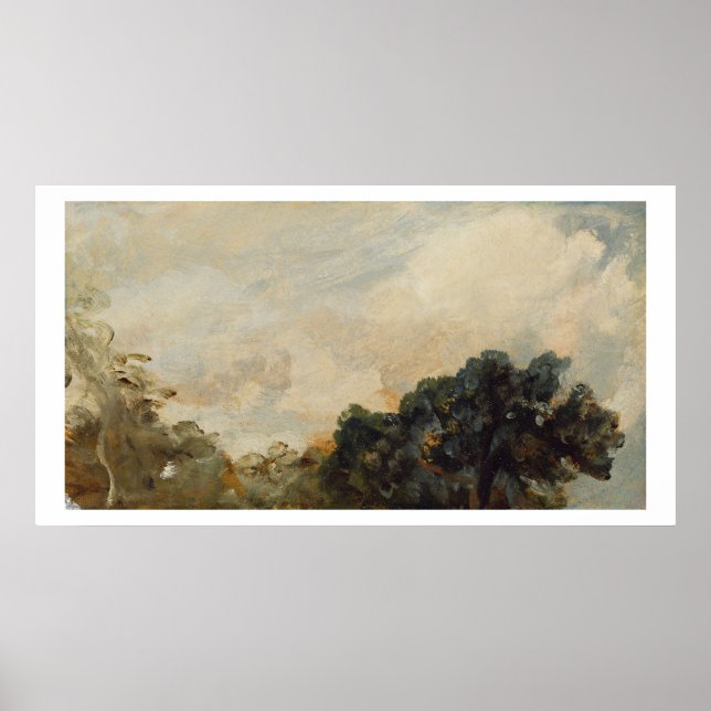 Póster Cloud Study with Trees, 1821 (oil on paper laid do (Frente)