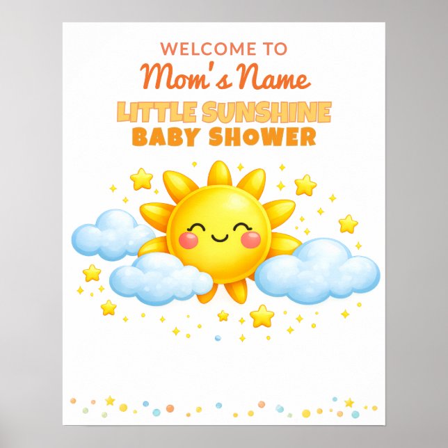 Póster Clouds and Stars Baby Shower Welcome Sign (Frente)