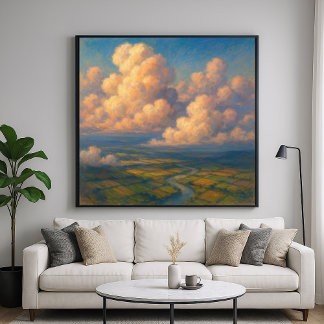 Póster Clouds Over Landscape - Pastel Painting Style