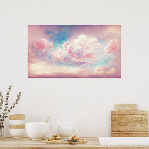 Póster Cloudscape Art Rosado Pastel Cloudscape