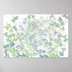 Póster Clover de cuatro hojas y trébol/四 blanco つ 葉 の ロ・・