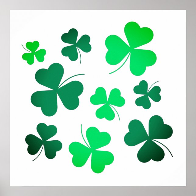 Póster Clover Shamrock Irish Green Spring St Patrons Day (Frente)