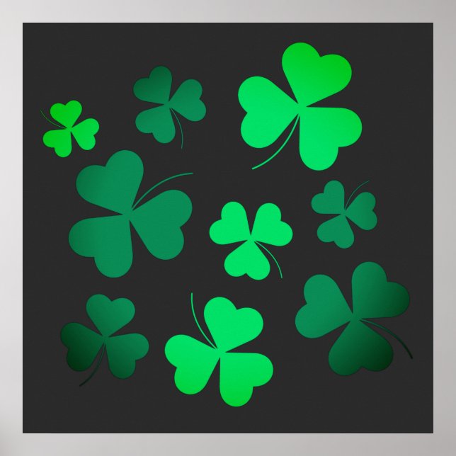 Póster Clover Shamrock Irish Green Spring St Patrons Day (Frente)