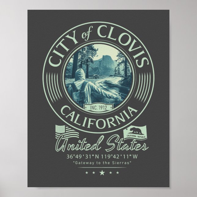 PÓSTER CLOVIS FRESNO CALIFORNIA - CIUDAD DE CLOVIS CA (Frente)