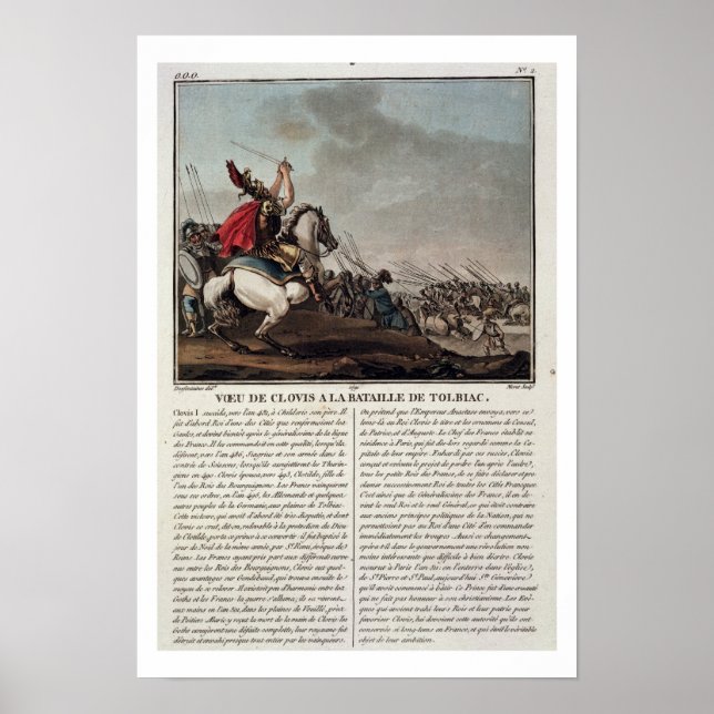 Póster Clovis I (c.466-511) en la Batalla de Tolbiac, 496 (Frente)