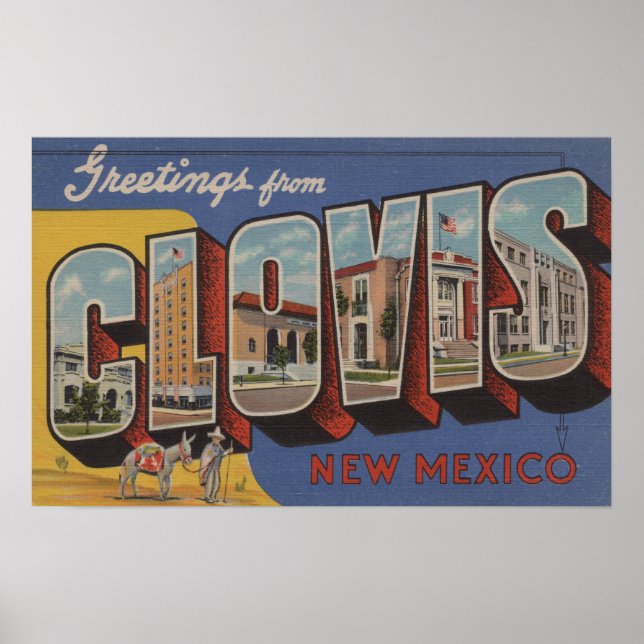 Póster Clovis, Nuevo México - Escenas de letras grandes (Frente)