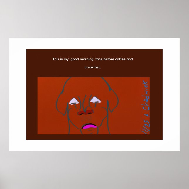 Póster Clown-Faced Dog Cartoon Sketch (Frente)