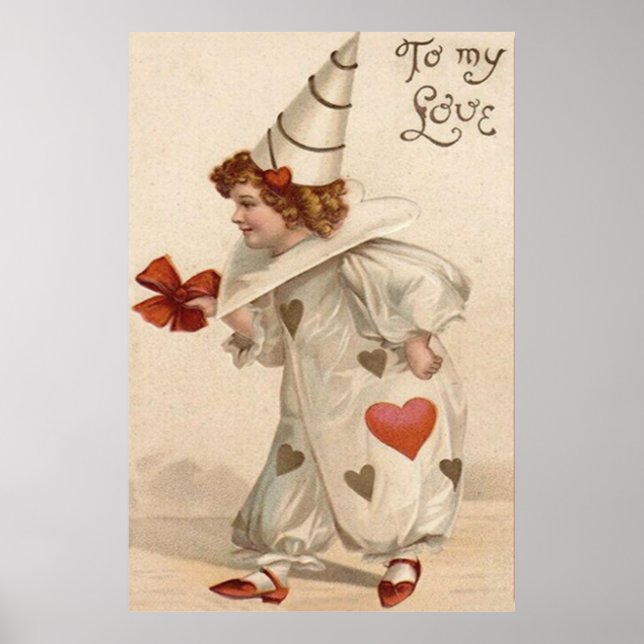 Póster Clown Harlequin Heart Valentine (Frente)