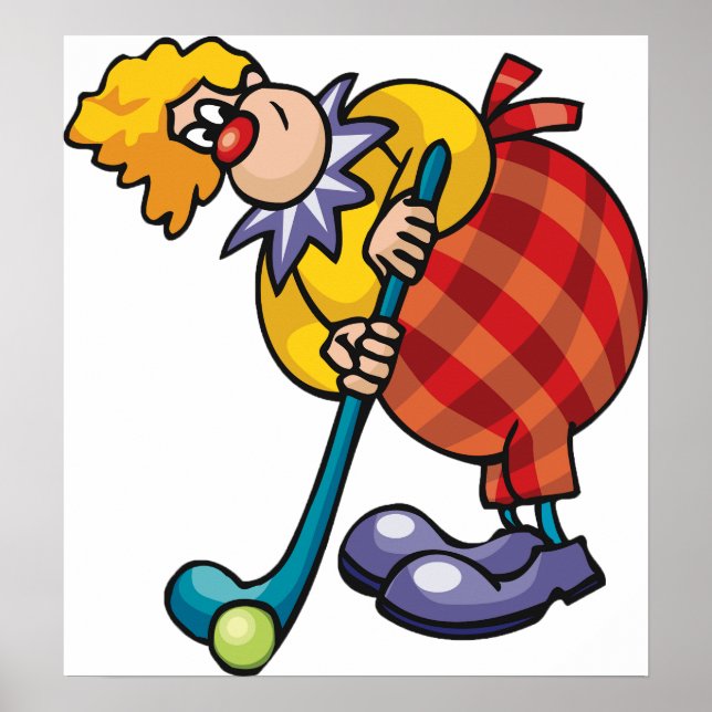 Póster Clown Hockey Funny Sport Poster (Frente)