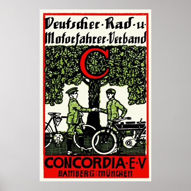 Póster Club Alemán de Bicicletas y Motocicletas 1925 (Frente)