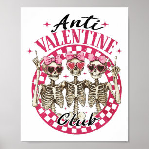Póster Club Anti Valentín Divertido Día de San Valentín V