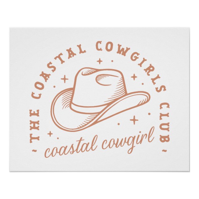 Póster Club costero de playa cowgirl estético marrón (Anverso)