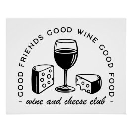 Póster Club de amantes del vino y del queso
