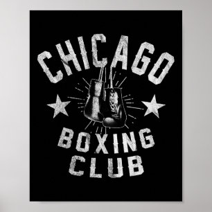 Póster Club de Boxeo de Chicago - Boxer retro de ciudad-c