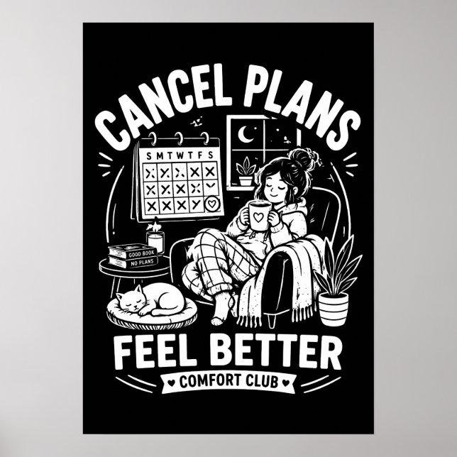 Póster Club de Consuelo para Cancelar Planes (Frente)