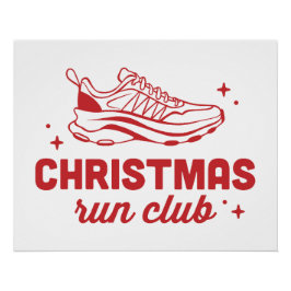 Póster club de correr navideño estética vintage roja