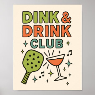 Póster Club de Dink y Bebida – Fiesta Divertida de Pickle