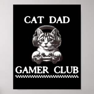 Póster Club de Gamer Papá Gato Club Divertido Amante de G
