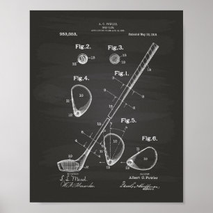 Póster Club de Golf 1910 Patent Art - Chalkboard