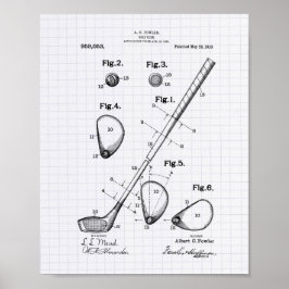 Póster Club de Golf 1910 Patent Art - Lined Peper