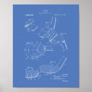 Póster Club de Golf 1919 Patent Art - Blueprint